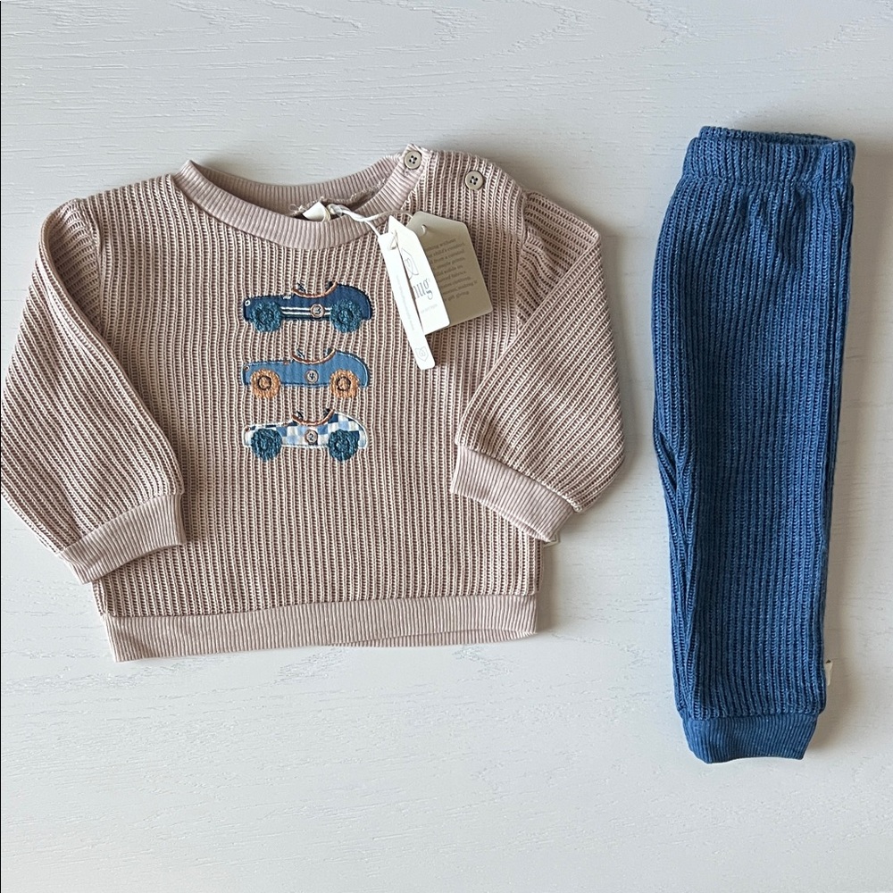 Snug Baby Boy Knit Racecar Sweater Jogger Set 12 months